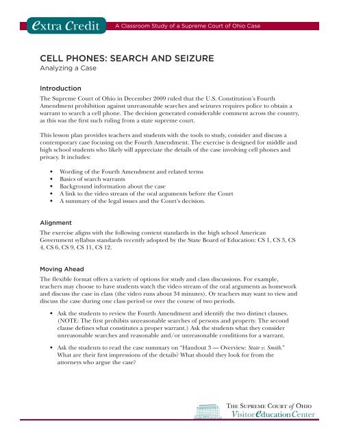 cell phones: search and seizure - Supreme Court - State of Ohio