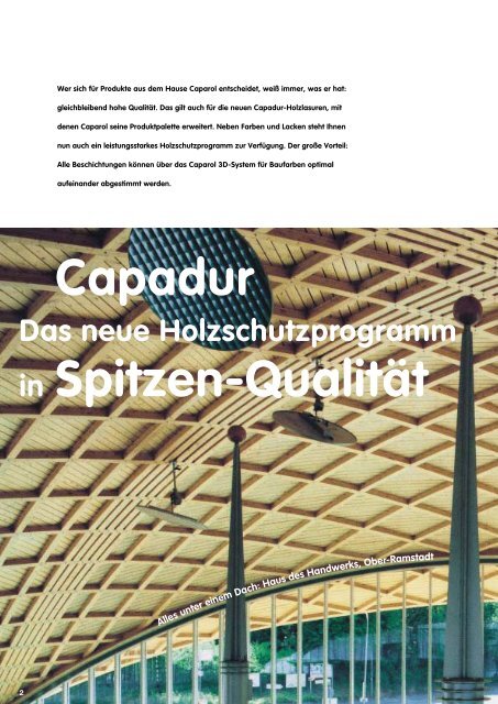 Capadur Das neue Holzschutzprogramm in  Spitzen-Qualität - Caparol