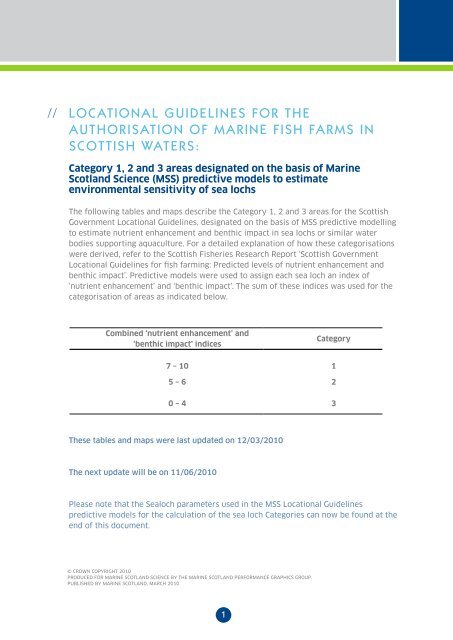 Locational Guidelines for the Authorisation of Marine Fish Farms in ...