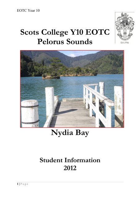 Scots College Y10 EOTC Pelorus Sounds Nydia Bay