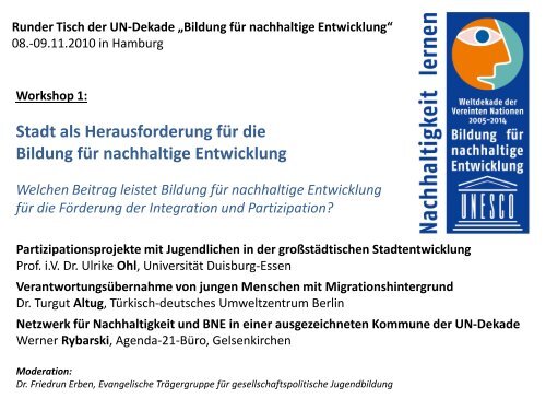 Workshop 1 - Bildung fÃ¼r nachhaltige Entwicklung