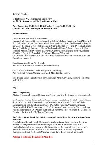 Protokoll der Sitzung vom 29. und 30. November 2012 - Bildung fÃ¼r ...