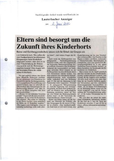 Einsatz zum Erhalt des Lauterbacher Kinderhorts Juni 2012