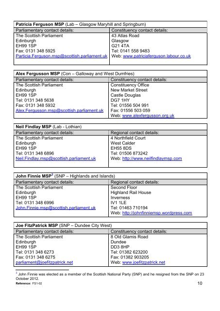 MSP Contact Details - Scottish Parliament