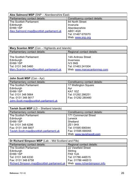 MSP Contact Details - Scottish Parliament