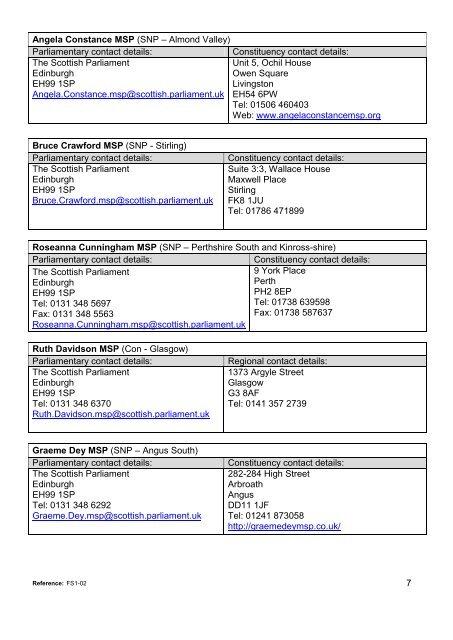 MSP Contact Details - Scottish Parliament