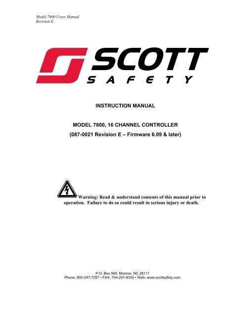 7800 Controller - User Manual - Scott Safety