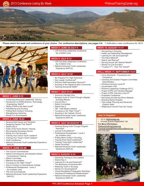 2013 Conference Brochure - Philmont Scout Ranch