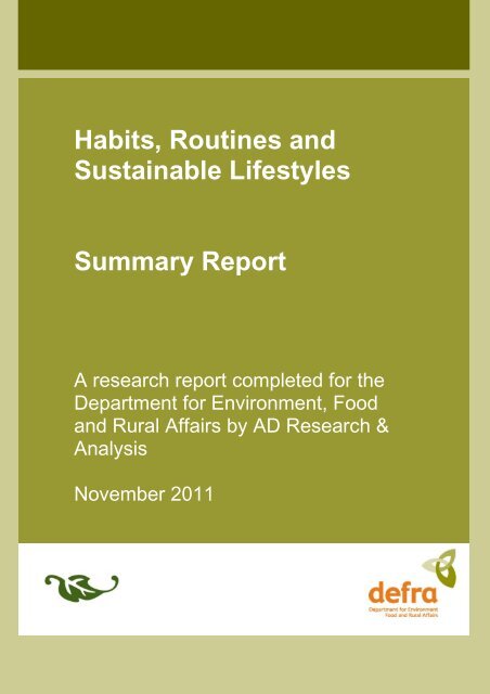 Habits, Routines and Sustainable Lifestyles Summary Report