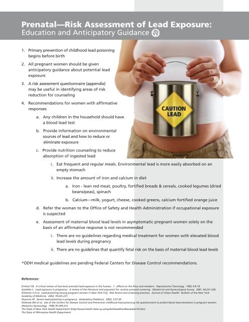 ODH Prenatal Risk Assessment of Lead Exposure
