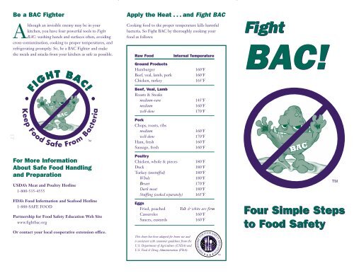 Fight BACâ¢ - Four Simple Steps to Food Safety Brochure