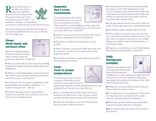 Fight BACâ¢ - Four Simple Steps to Food Safety Brochure