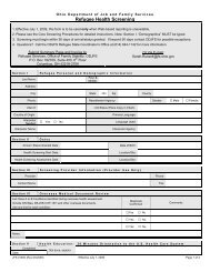 JFS 01460 Refugee Health Screening Form - Ohio Department of ...