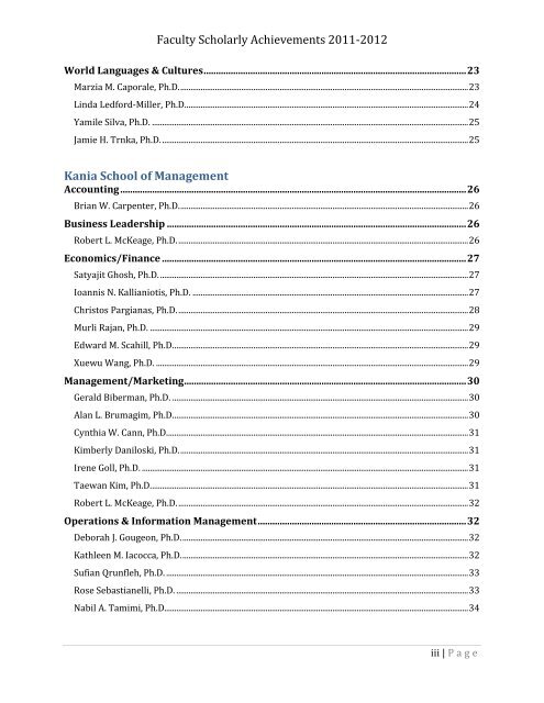 Faculty Scholarly Achievements 2011-2012 College of Arts and ...