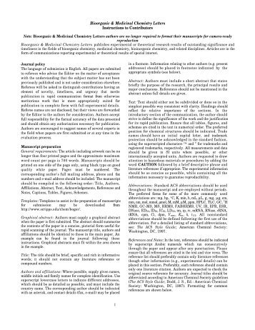 Bioorganic & Medicinal Chemistry Letters Bioorganic & Medicinal Chemistry Letters