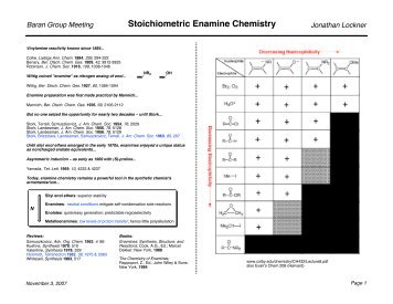 Stoichiometric Enamine Chemistry