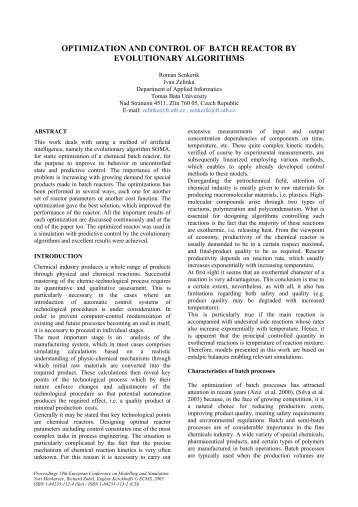 optimization and control of batch reactor by ... - ResearchGate