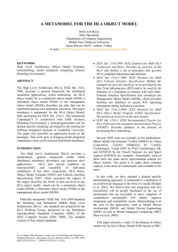 a metamodel for the hla object model - The Society for Modelling ...