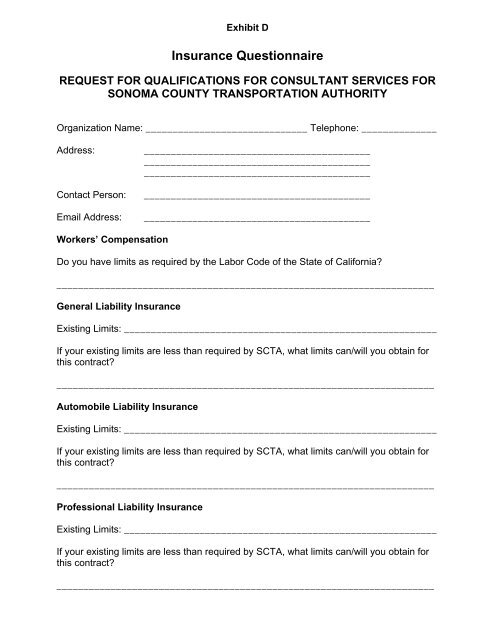 request for proposals - Sonoma County Transportation Authority