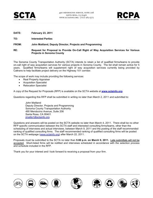 Request for Proposals to Provide On-Call Right of Way Acquisition ...