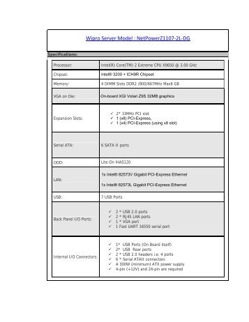 Wipro Server Model : Netpowerz1107-2l-Dg