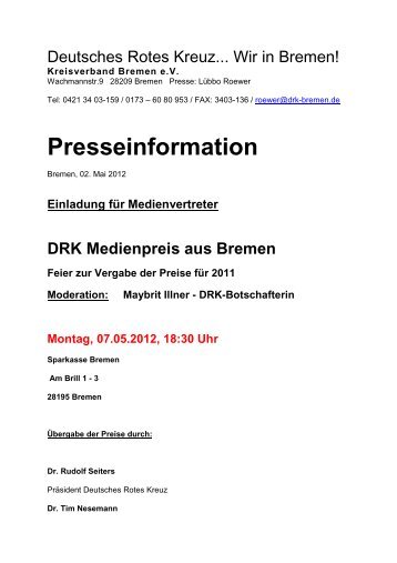 02.05.2012 DRK Medienpreis aus Bremen