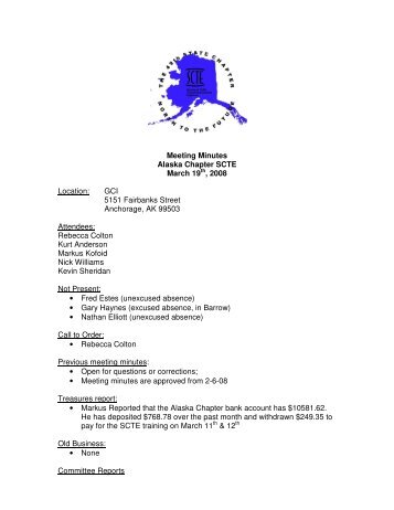 Meeting Minutes 3-19-2008 - SCTE - Alaska