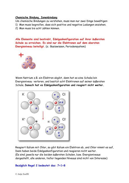 Chemische Bindung, Ionenbindung Um chemische ... - Scuffil.de