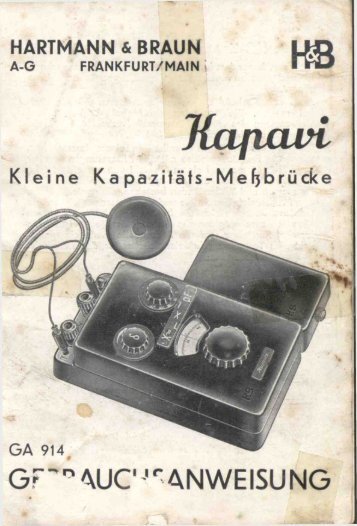 H&B Kapavi (1938) Handbuch - bei Historische-Messtechnik.de