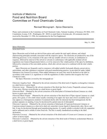 Food and Nutrition Board Committee on Food Chemicals Codex