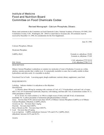 Food and Nutrition Board Committee on Food Chemicals Codex