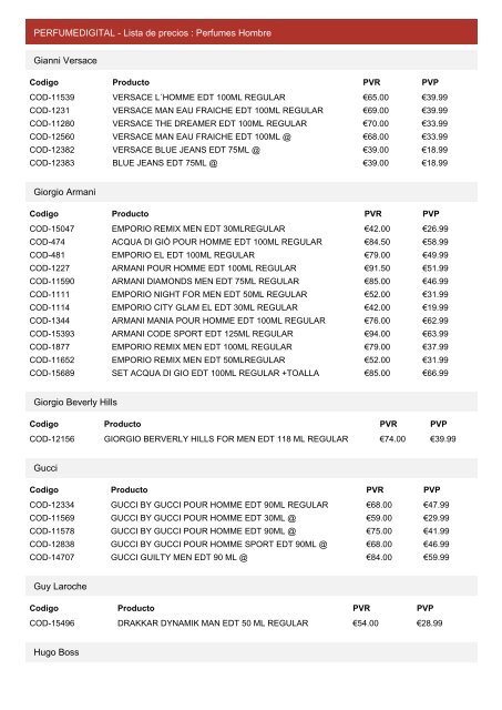 PERFUMEDIGITAL - Lista de precios : Perfumes Hombre Gianni ...