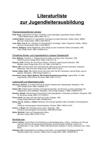 Literaturliste zur Jugendleiterausbildung - Bundesjugendwerk des ...