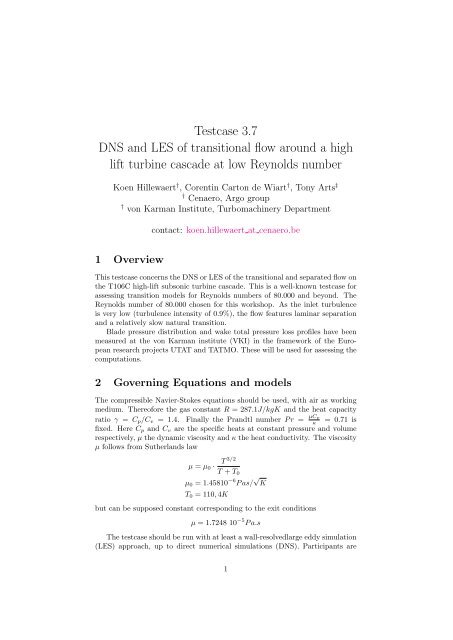 Testcase 3.7 DNS and LES of transitional flow around a high lift ...