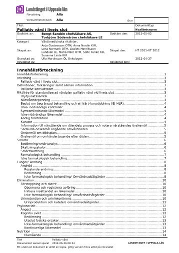 InnehÃ¥llsfÃ¶rteckning - Landstinget i Uppsala lÃ¤n