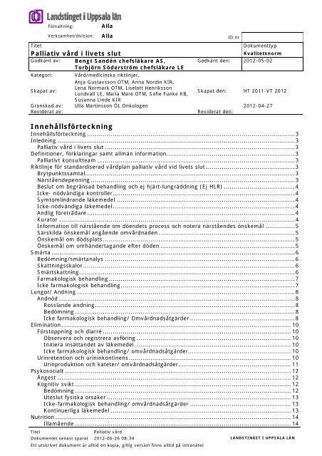 InnehÃ¥llsfÃ¶rteckning - Landstinget i Uppsala lÃ¤n