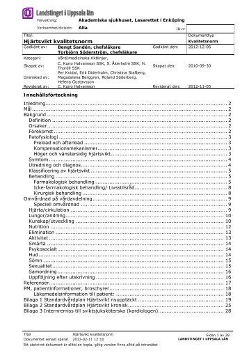 HjÃ¤rtsvikt kvalitetsnorm - Landstinget i Uppsala lÃ¤n