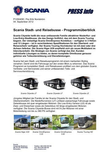 und Reisebusse - ProgrammÃ¼berblick - Scania