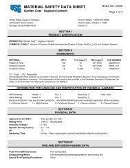 USG Material Safety Data Sheet, Garden Castâ¢ Gypsum Cement ...