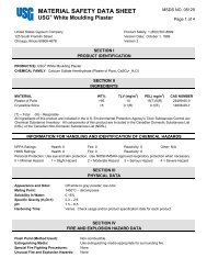 USG Material Safety Data Sheet, USGÂ® White Moulding Plaster ...