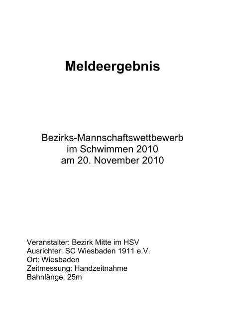 Meldeergebnis - Schwimm-Club Wiesbaden 1911 eV