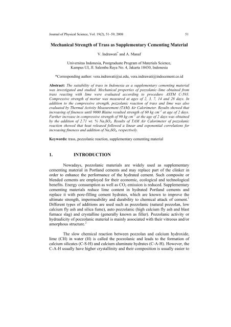 Mechanical Strength of Trass as Supplementary Cementing ... - USM