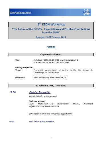 Final agenda - European Sustainable Development Network