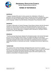 TERMS OF REFERENCE - Central Okanagan School District No. 23