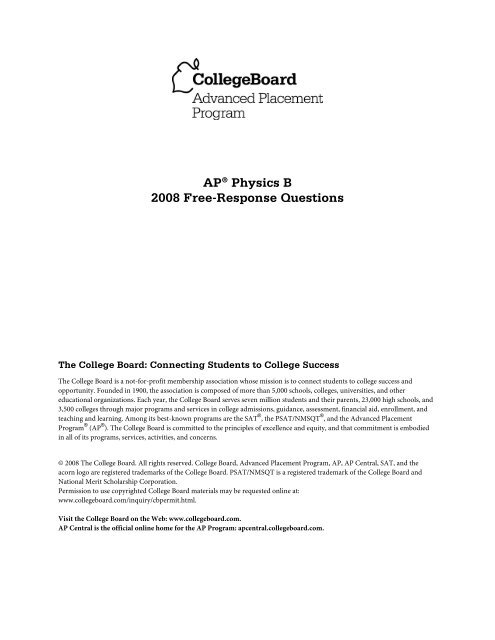 AP® Physics B 2008 Free-Response Questions - AP Central ...