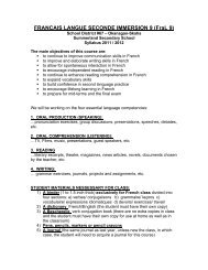FRANÇAIS LANGUE SECONDE IMMERSION 9 ... - School District 67