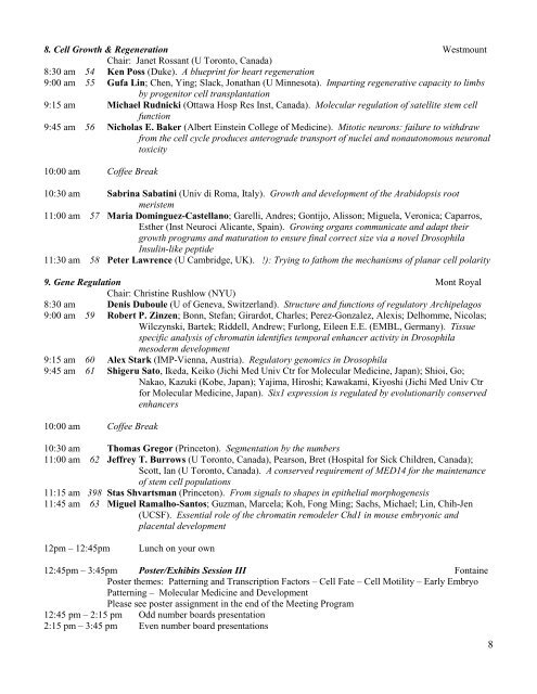 Final Program - Society for Developmental Biology