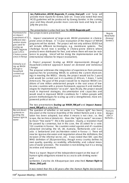 106th Aguasan Meeting – MINUTES - SDC Water Network