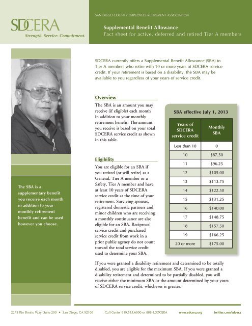 Supplemental Benefit Allowance fact sheet - sdcera