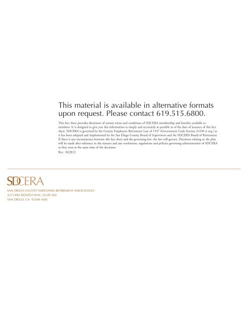 Termination Due to Layoff Fact sheet for active and deferred ... - sdcera